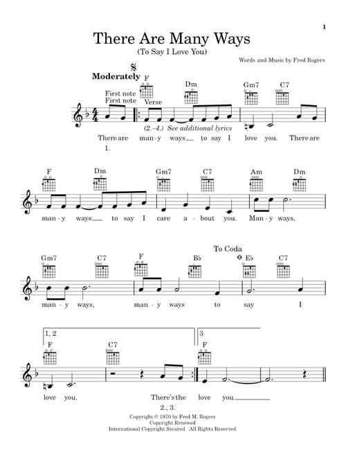 There Are Many Ways (To Say I Love You) (from Mister Rogers' Neighborhood) - Fred Rogers (Ukulele)