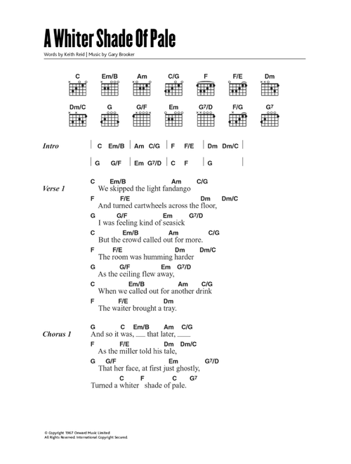 A Whiter Shade Of Pale - Procol Harum, Annie Lennox (Guitar Chords-Lyrics)
