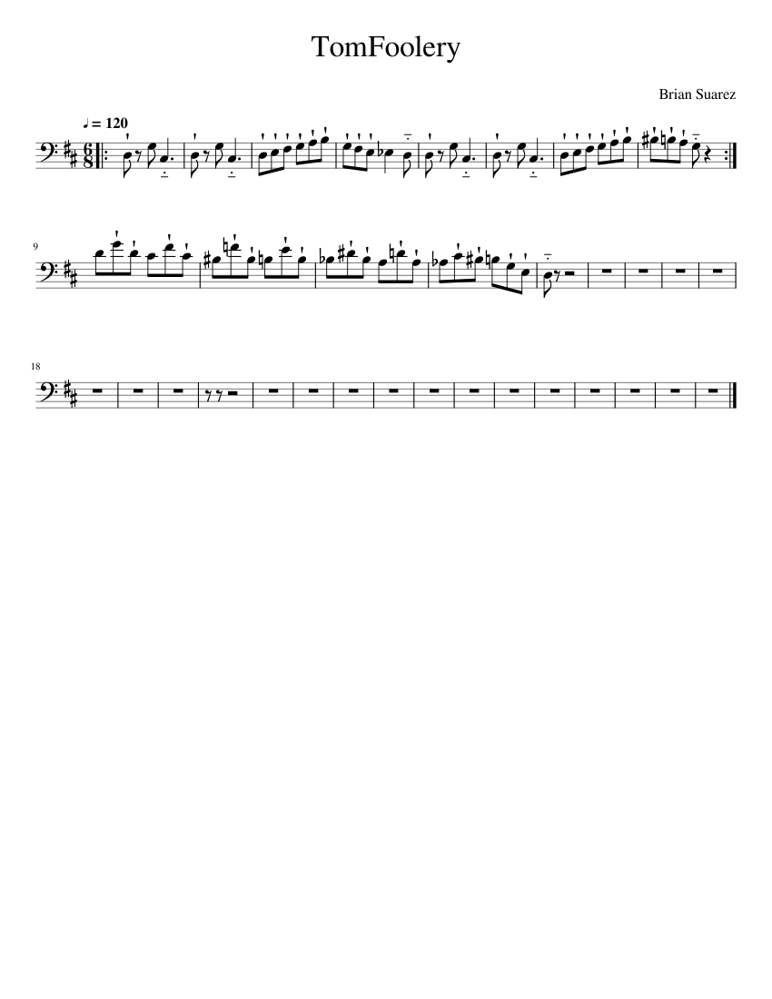 TomFoolery Sheet Music for Trombone (Solo) | MuseScore.com
