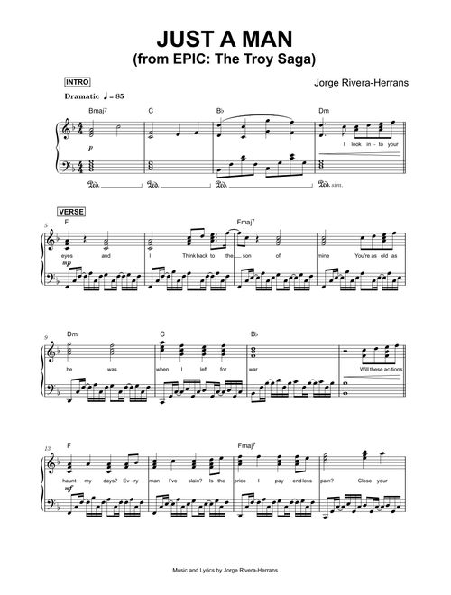 Just a Man (from EPIC: The Troy Saga) - Jorge Rivera-Herrans (Piano)