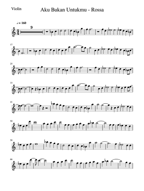 Aku Bukan Untukmu - Rossa (Simple Violin Sheet Music) (Arr. NANA NABILA) (Violin Solo)