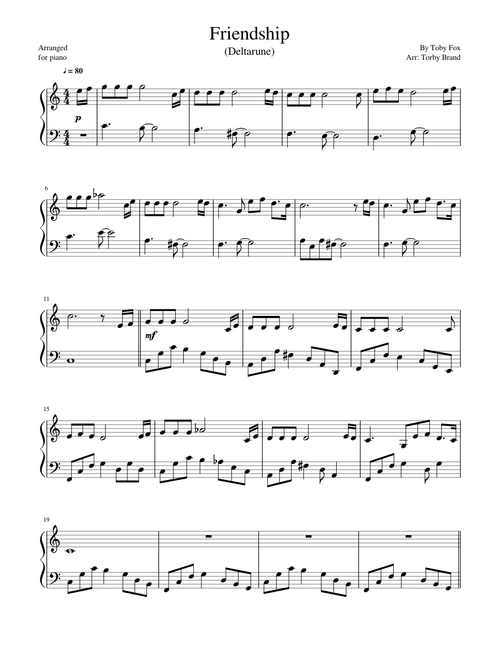 Friendship (DELTARUNE: Chapter 1 on Piano)