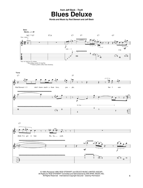 Blues Deluxe - Jeff Beck, Joe Bonamassa (Guitar Tab)