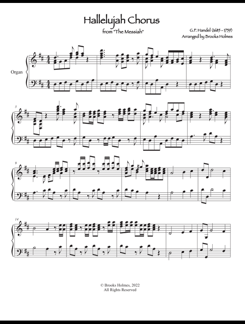 Hallelujah Chorus from "The Messiah" for Organ Accompaniment (Arr. Brooks Holmes) (Organ)