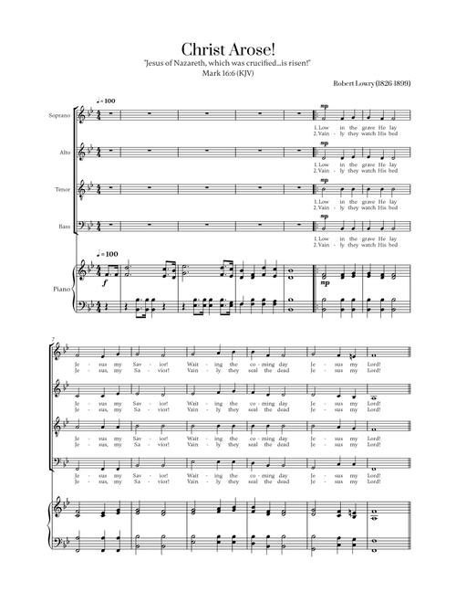 Christ Arose (He Arose) for SATB and Piano (Arr. Cadenza Editions) - Robert Lowry (Choral, SATB)