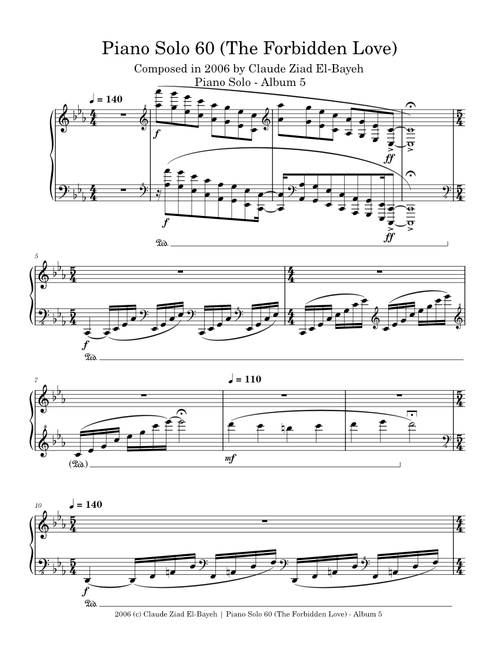 Claude Ziad El-Bayeh - Piano Solo 60 (The Forbidden Love) - Composed 2006