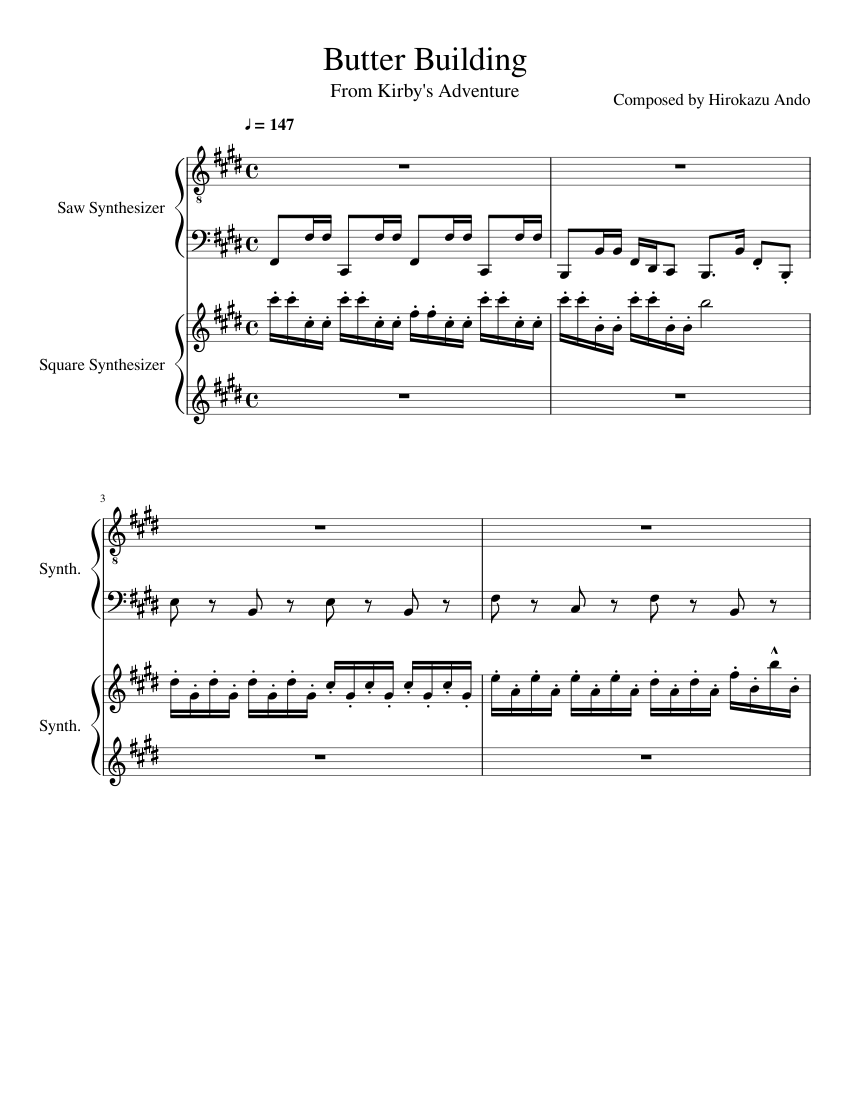 Butter Building from Kirby's Adventure Sheet music for Synthesizer (Mixed  Duet) 