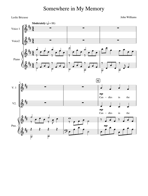 Somewhere in My Memory( 2part voice and piano (not change Key)) – Somewhere in My Memory