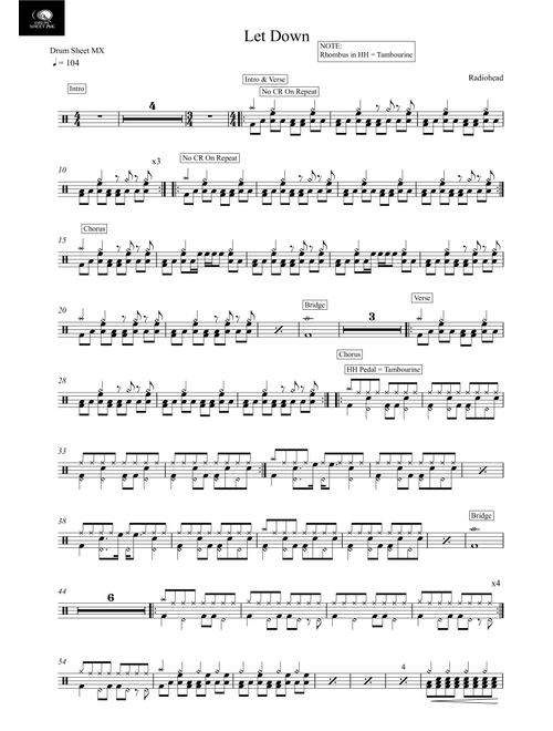 Let Down (Arr. Drum Sheet MX) - Radiohead (Drums)