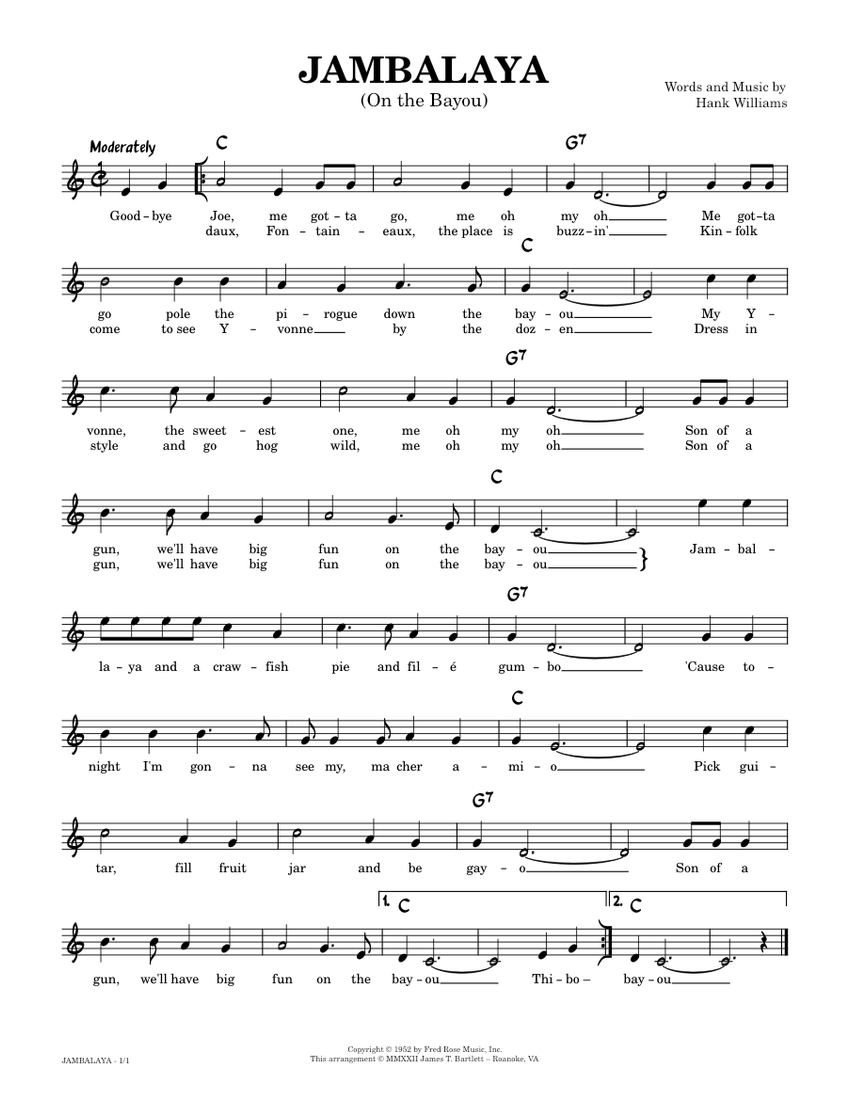 Jambalaya [lead sheet] Sheet music for Piano (Solo)