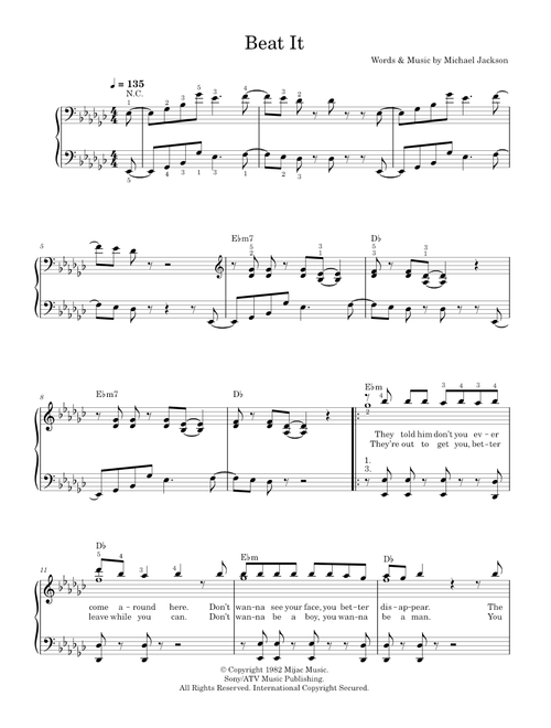 Beat It - Michael Jackson (Easy Piano)