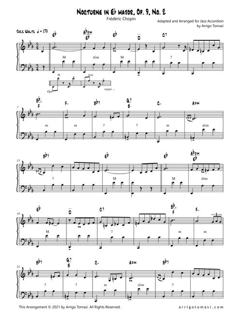 Chopin Nocturne Op. 9 No.2 for Jazz Accordion (Arr. Arrigo Tomasi) - Frederic Chopin (Accordion)