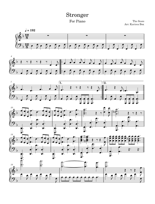 Stronger – The Score for Piano Solo
