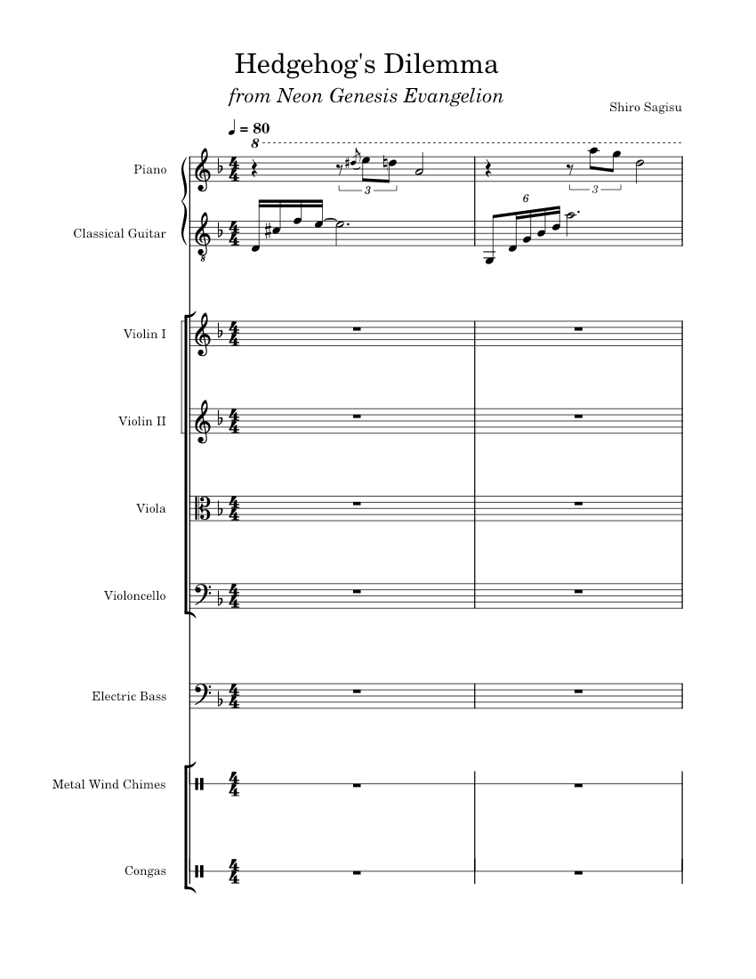 Hedgehog's Dilemma – Shirō Sagisu Introduction Sheet Music for