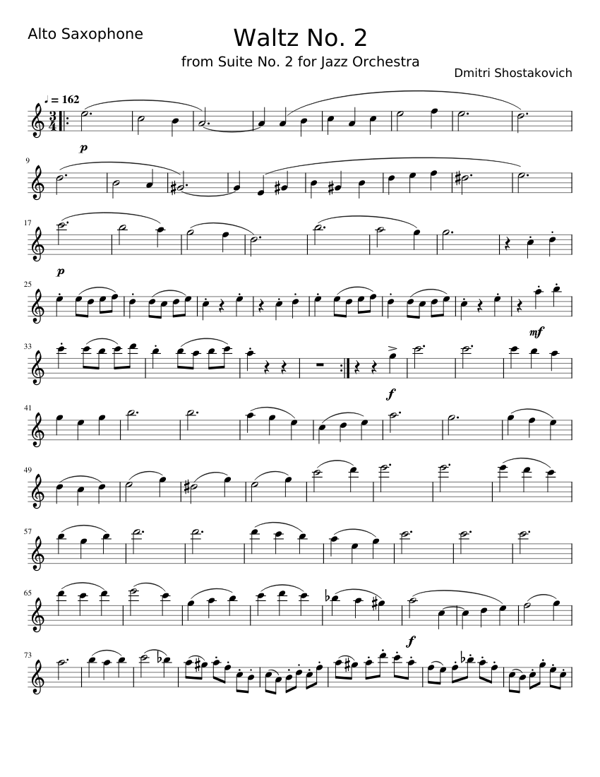 Jazz Suite No. 2 II. Lyric Waltz Dmitri Shostakovich for Alto