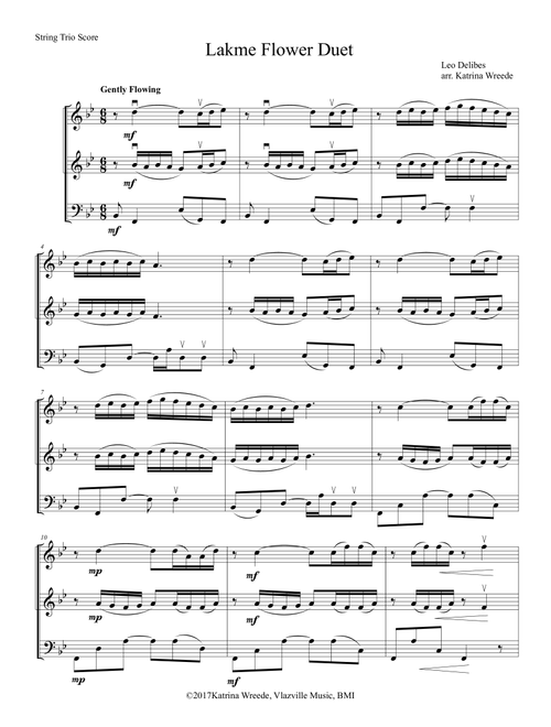 Lakme Flower Duet for Violin, Viola, Cello Trio (Arr. Katrina Wreede) - Leo Delibes (String Ensemble)