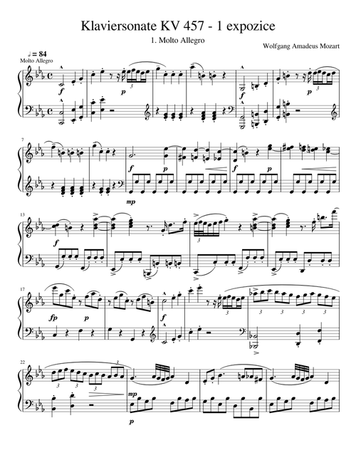 Mozart: Klaviersonate KV 457 - 1 expozice