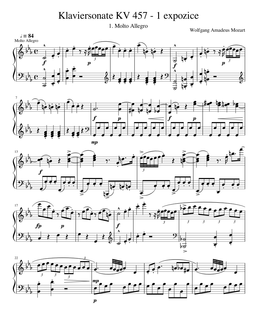 【中古】 Mozart： Sonate Remastered UtoUghi Mozart: Klaviersonate KV 457 - 1 expozice Sheet Music for