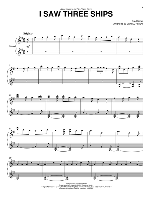 I Saw Three Ships - The Piano Guys (Piano Solo)