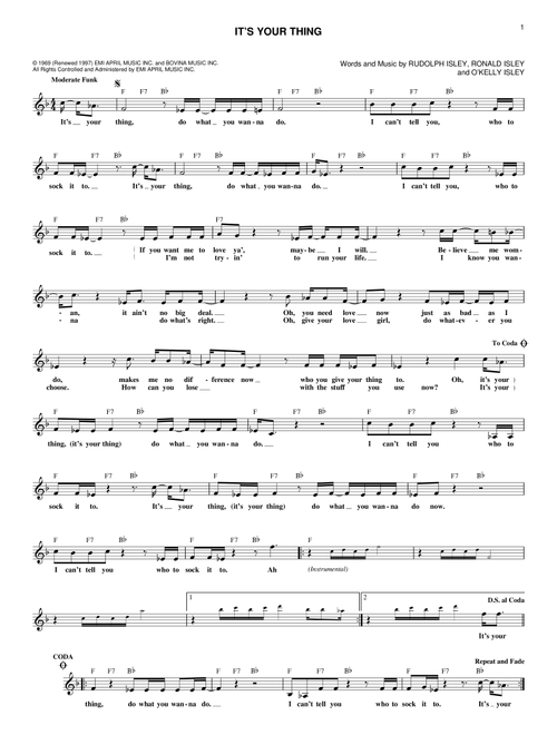 It's Your Thing - The Isley Brothers, Salt-N-Pepa (Lead Sheet - Fake Book)