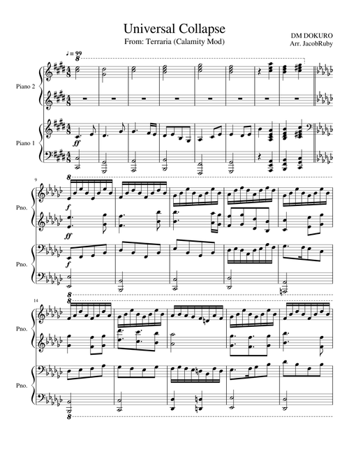 Universal Collapse | Terraria Calamity Mod | Piano Duet Arrangement
