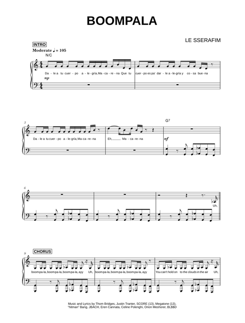 BOOMPALA - LE SSERAFIM (Piano)