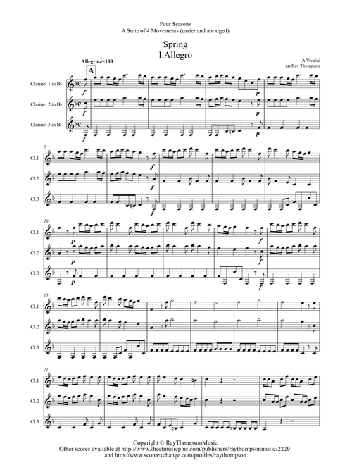 Vivaldi: The Four Seasons (Le quattro stagioni): A Suite of 4 Movements (easier and abridged) (Arr. Ray Thompson) - Antonio Vivaldi (Woodwind Ensemble)