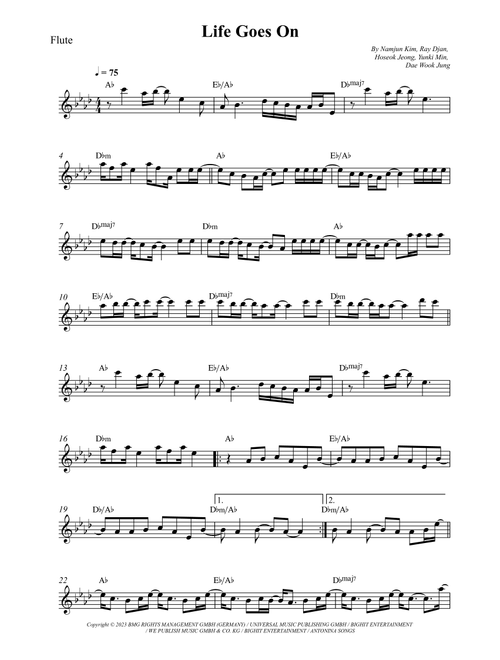 Life Goes On (Arr. Wesley S. SIlva) - August D (Flute Solo)