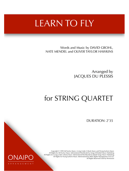 Learn To Fly (Arr. ONAIPO ARRANGEMENT) - Foo Fighters (String Quartet)
