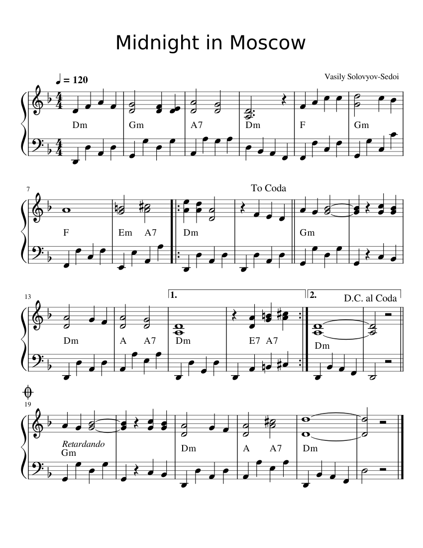 Midnight in Moscow Sheet music for Piano (Solo)
