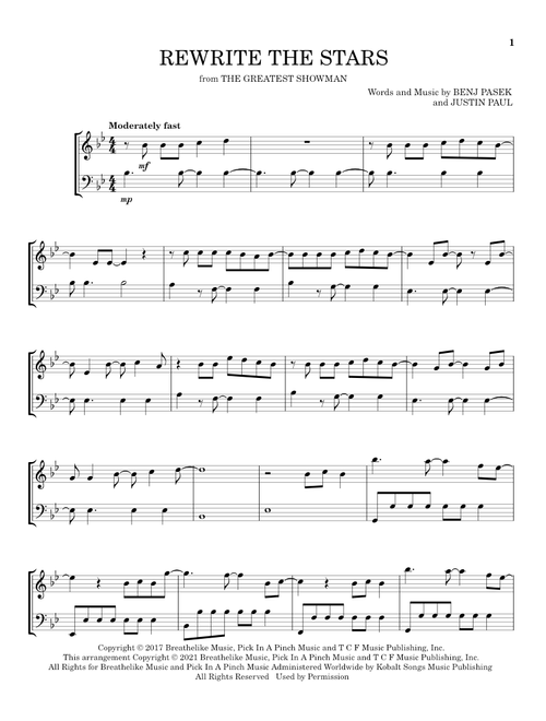 Rewrite The Stars (from The Greatest Showman) - Benj Pasek, Justin Paul (Instrumental Duet)