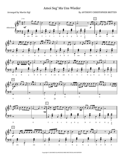 Amoi Seg' Ma Uns Wieder (Arr. Martin Sigl) - Anthony Christopher Britten (Accordion)