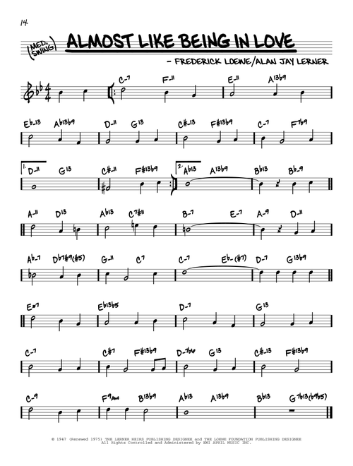 Almost Like Being In Love (arr. David Hazeltine) - Lerner & Loewe, Alan Jay Lerner, Frederick Loewe (Real Book - Enhanced Chords)
