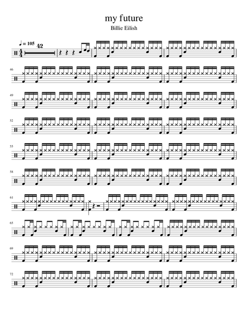 my future - Billie Eilish / Drum Sheet Music