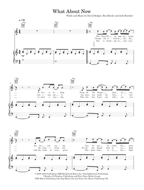 What about now - Westlife (Piano-Voice-Guitar)