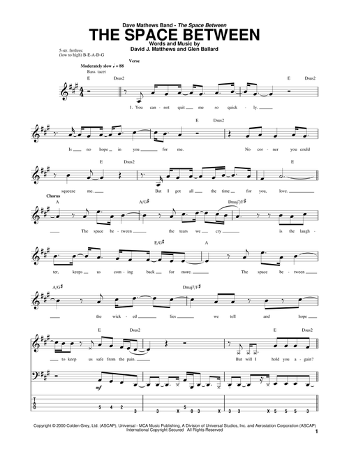 The Space Between - Dave Matthews Band (Bass Tab)