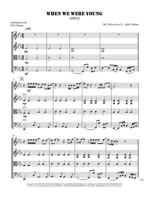 When We Were Young (Arr. GTA Strings) - Adele (String Quartet)