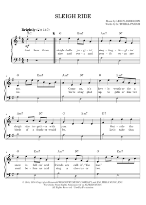 Play Official version of Sleigh Ride Sheet Music by Carpenters for ...