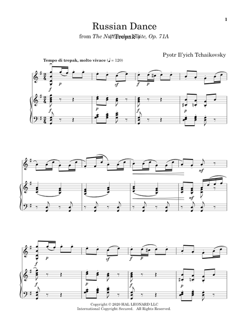 Trepak (from The Nutcracker) - Pyotr Il'yich Tchaikovsky (Violin and Piano)