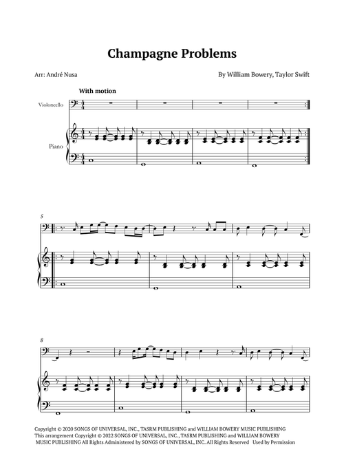 Champagne Problems (Arr. André Nusa) - Taylor Swift (Cello and Piano)