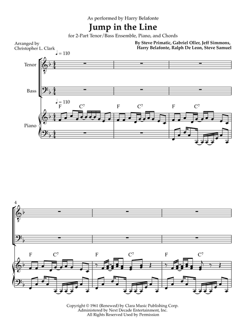 Jump In The Line (Arr. Christopher L Clark) - Harry Belafonte (Choral, TB)