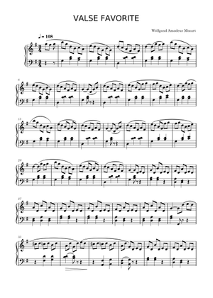 Valse Favorite - Wolfgang Amadeus Mozart Sheet Music for Piano (Solo ...
