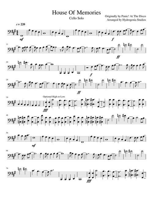 House of Memories- Panic! At The Disco- Cello Solo