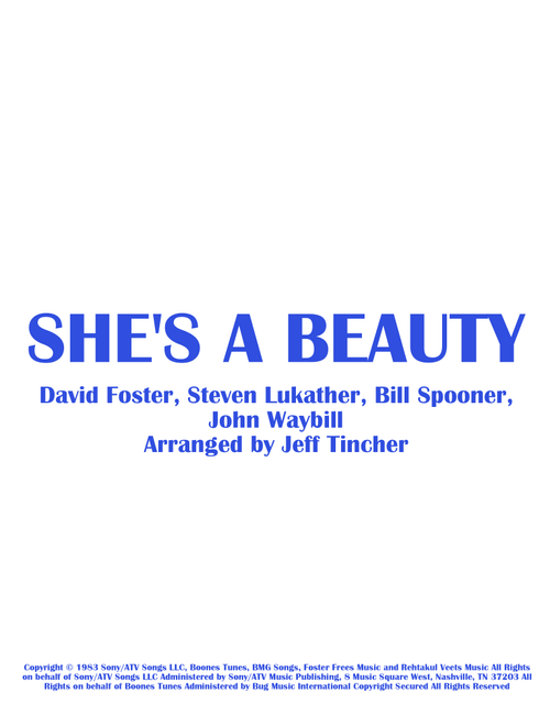 She's A Beauty (Arr. Jeff Tincher) - The Tubes (Piano-Vocal-Guitar (Piano Accompaniment))