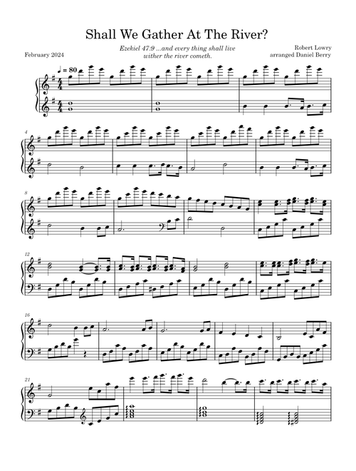Shall We Gather At The River? - Robert Lowry arr. Daniel Berry for Solo Piano