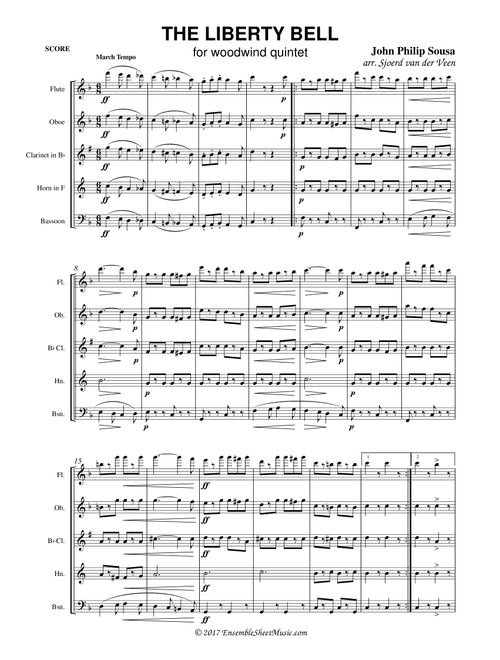 The Liberty Bell (Arr. Sjoerd van der Veen) - EnsembleSheetMusic (Woodwind Ensemble)