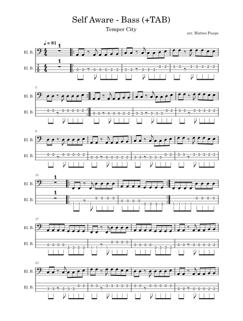 Self Aware – Temper City (Bass Tab)