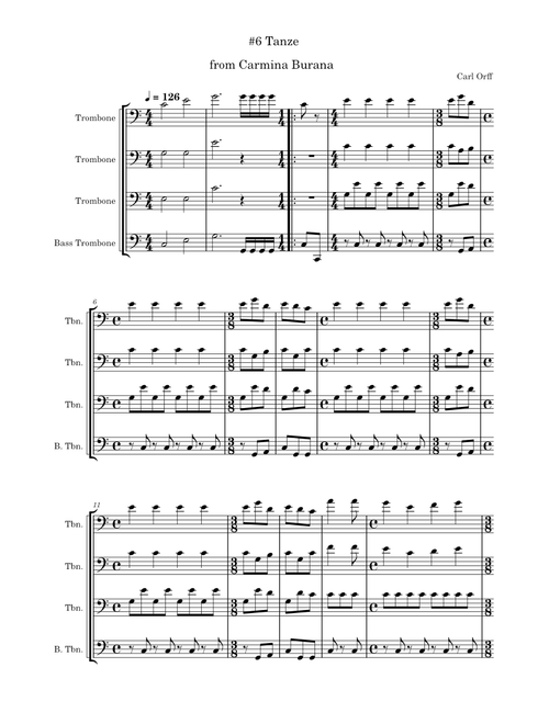 Carmina Burana - 6 Tanze - trombone quartet