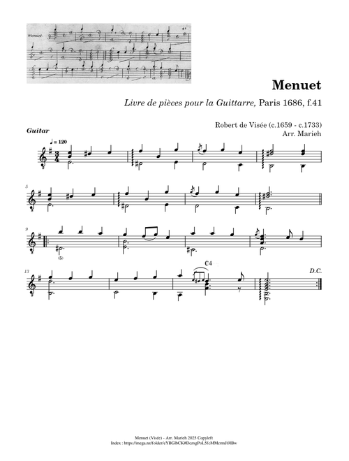 Menuet – Robert de Visée (c.1659 - c.1733)