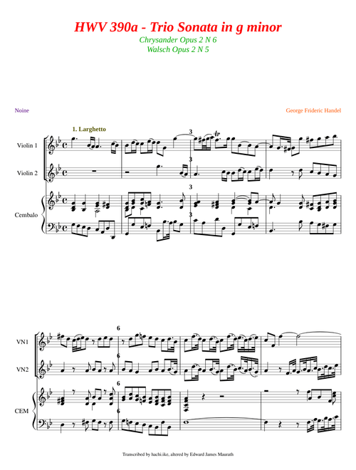Trio sonata in g minor, HWV 390a – Georg Friedrich Händel